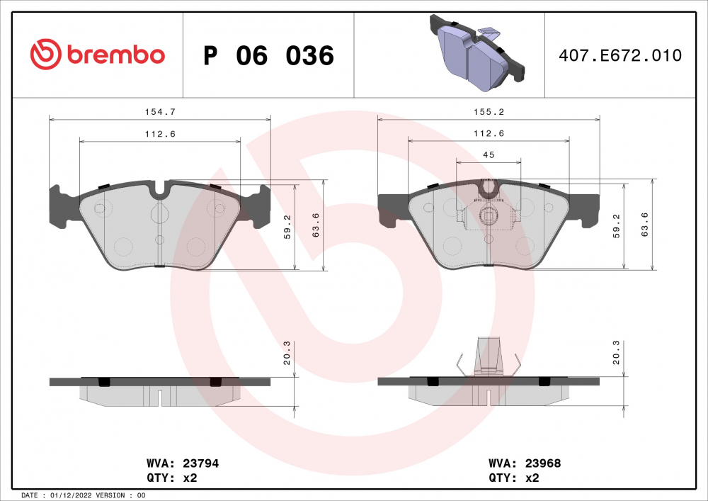 Placute frana BREMBO P06036 [2]