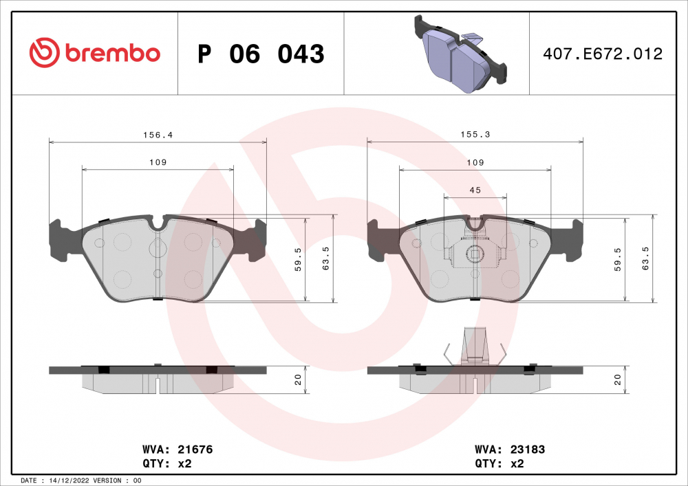Placute frana BREMBO P06043 [1]