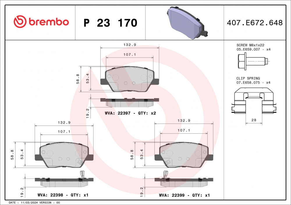 Placute frana BREMBO P23170 [2]