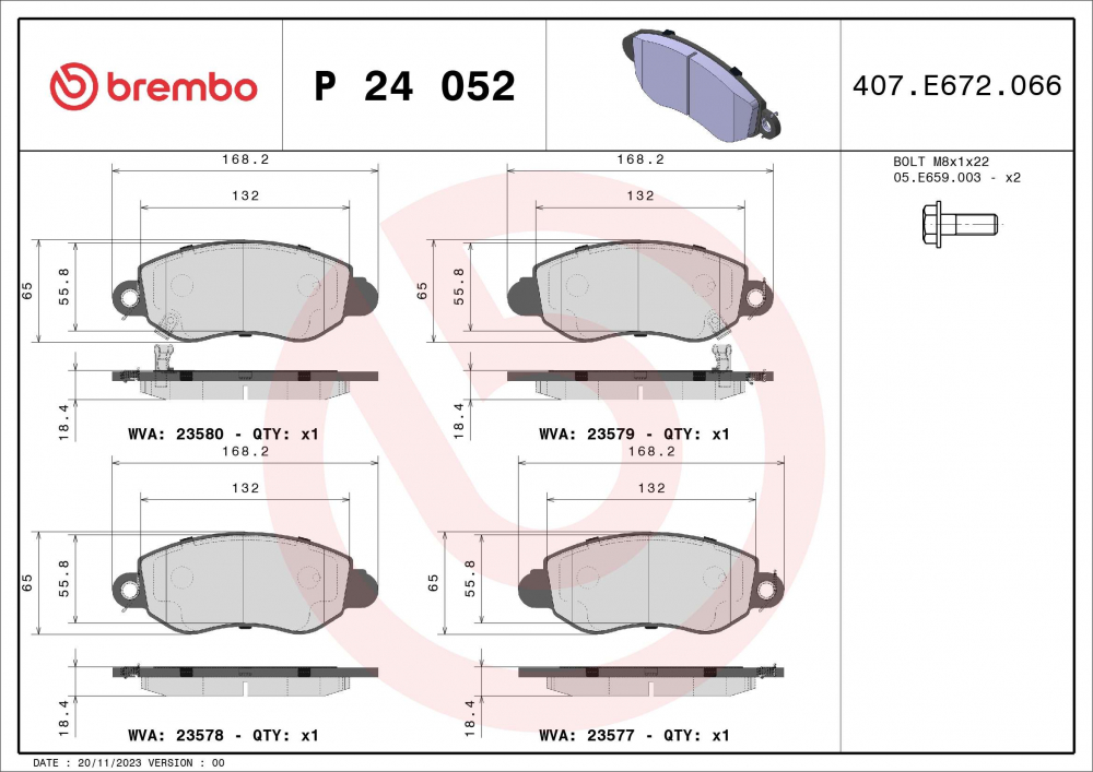 Placute frana BREMBO P24052 [1]