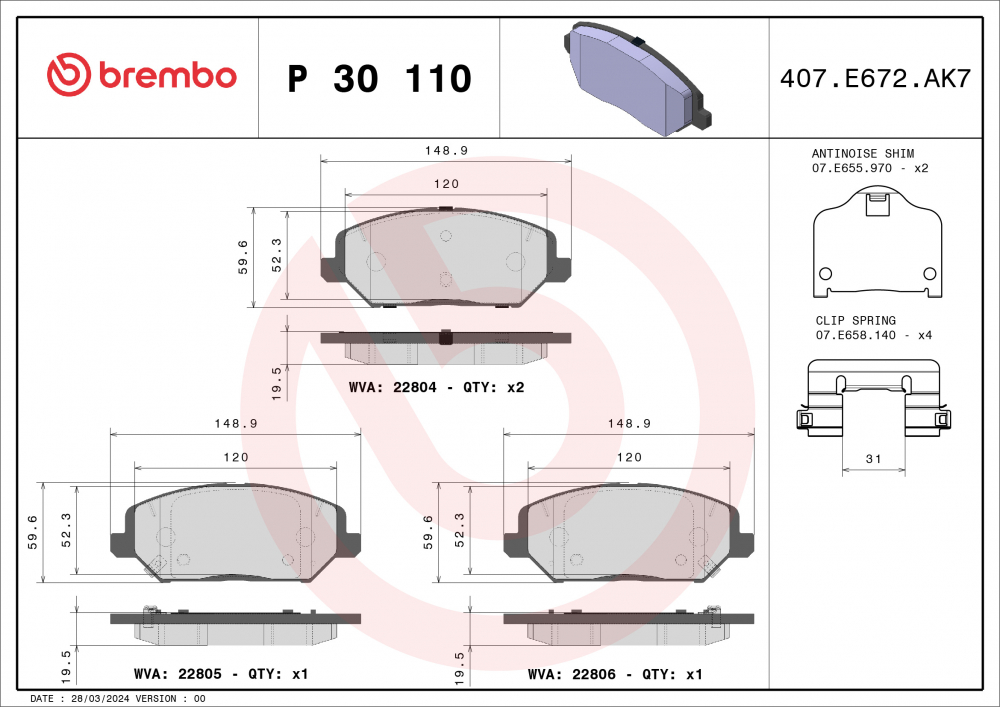 Placute frana BREMBO P30110 [2]