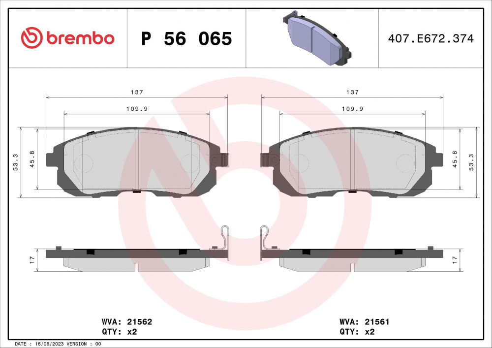 Placute frana BREMBO P56065 [1]
