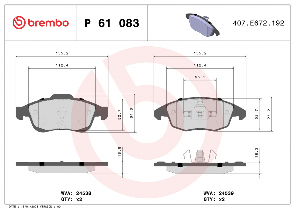 Placute frana BREMBO P61083 [1]