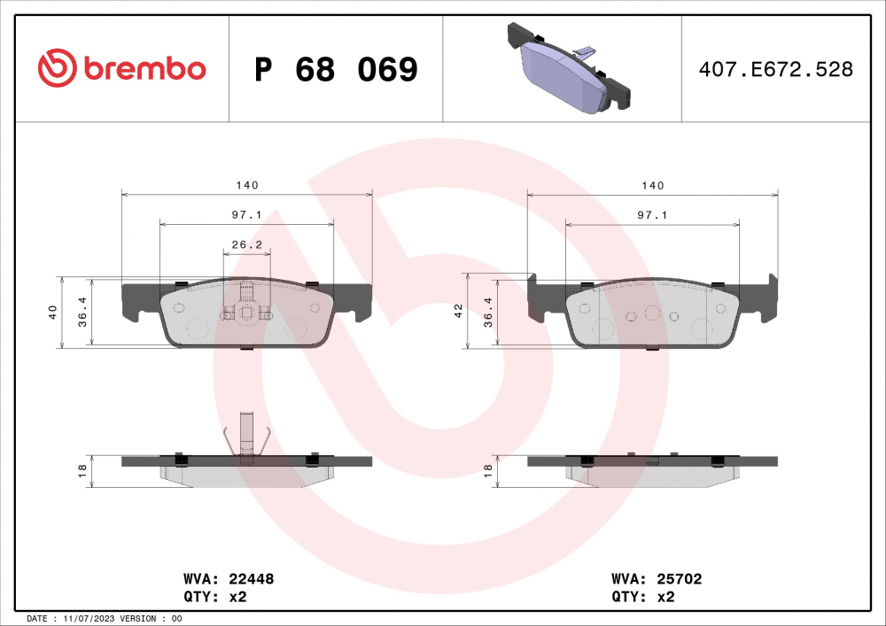 Placute frana BREMBO P68069 [2]