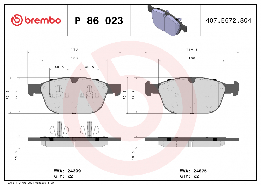Placute frana BREMBO P86023 [2]