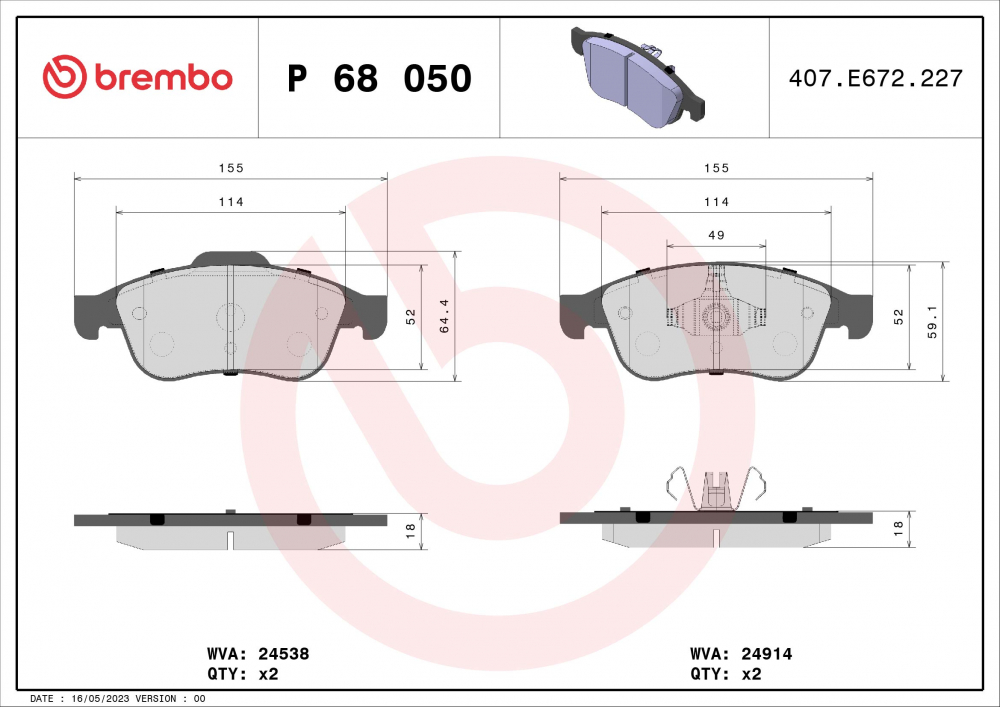 Placute frana BREMBO P68050 [2]
