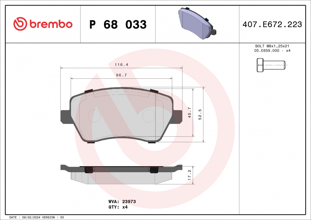 Placute frana BREMBO P68033 [2]
