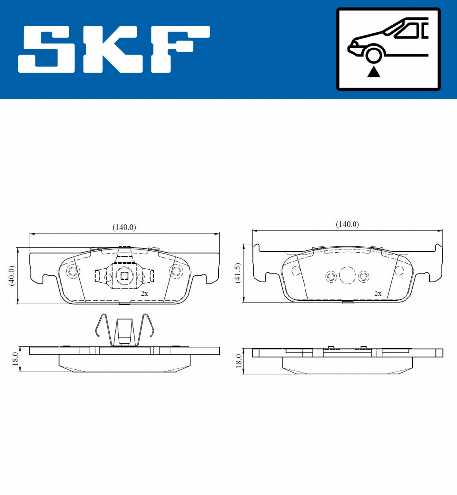 Set placute frana fata log. ii/sand. ii/mcv ii SKF VKBP80019 [4]