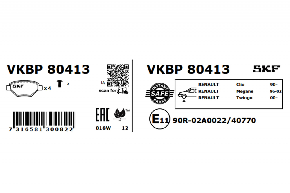 Set placute frana fata logan (ls_) 1.4 SKF VKBP80413 [2]