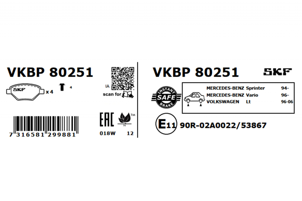 Set placute frana fata SKF VKBP80251 [3]