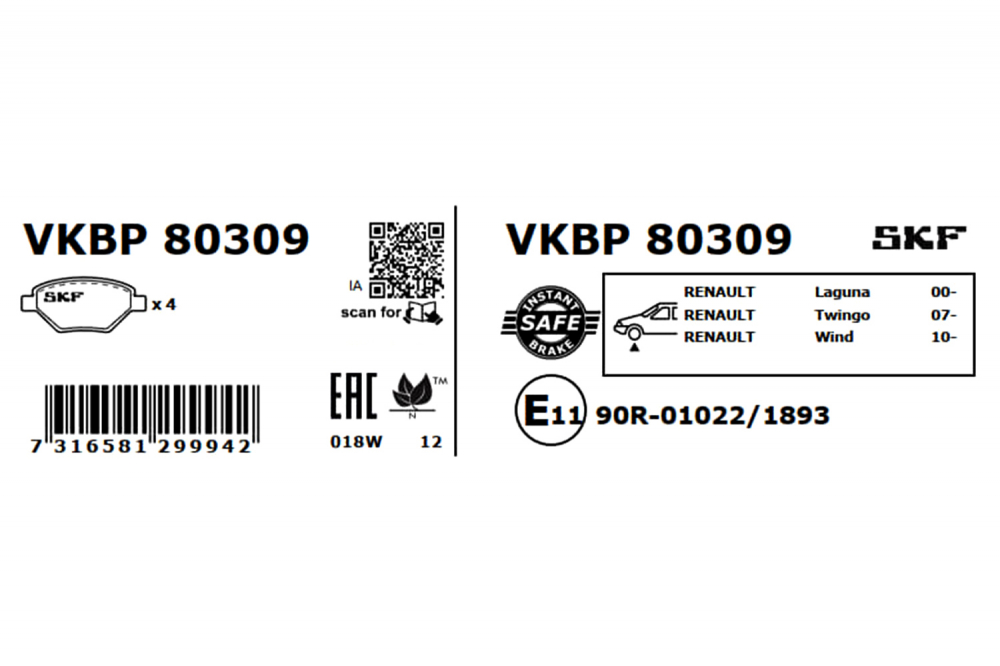 Set placute frana fata SKF VKBP80309 [1]