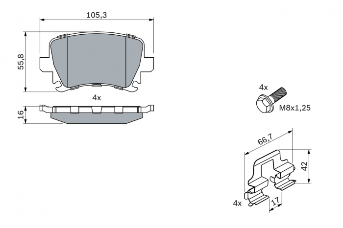 Set placute frana spate BOSCH 0986494595 [2]