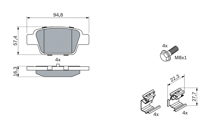 Set placute frana spate BOSCH 0986494030 [1]