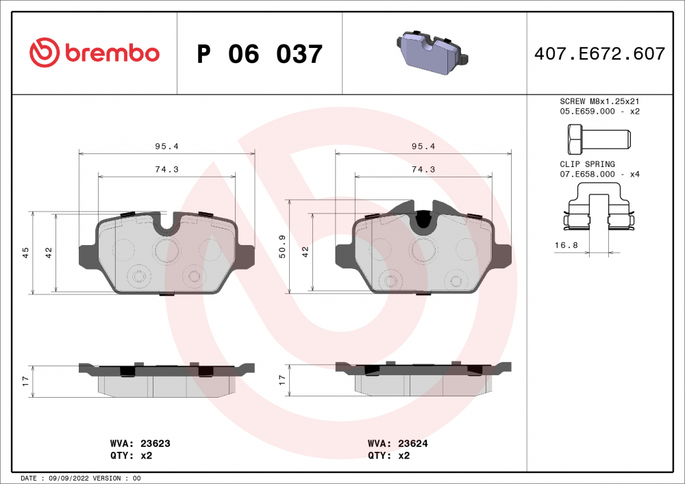 Placute frana BREMBO P06037 [1]