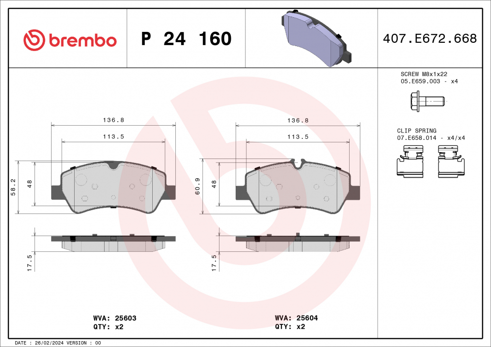 Placute frana BREMBO P24160 [1]
