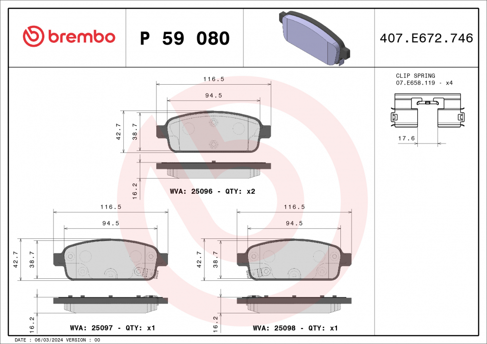 Placute frana BREMBO P59080 [1]
