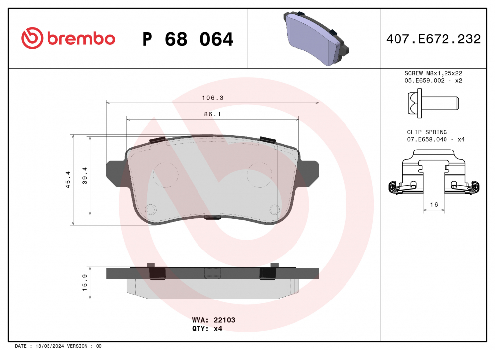 Placute frana BREMBO P68064 [2]