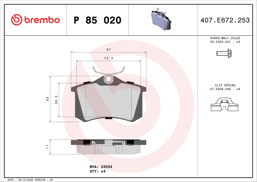 Placute frana BREMBO P85020 [1]