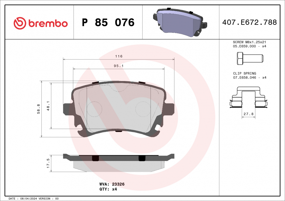 Placute frana BREMBO P85076 [2]