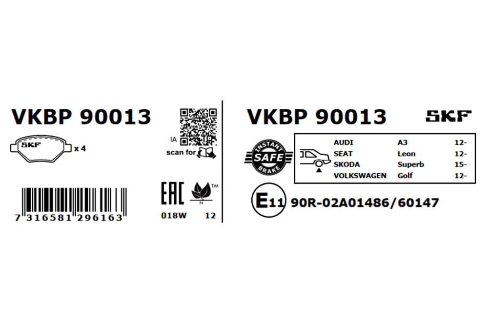 Set placute frana spate SKF VKBP90013 [1]
