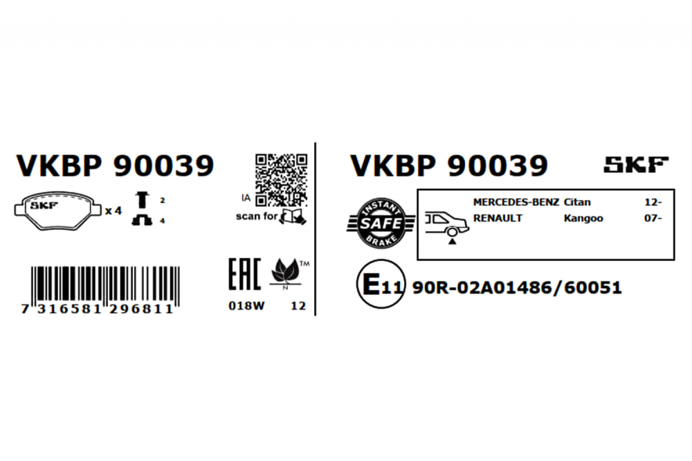 Set placute frana spate SKF VKBP90039 [6]