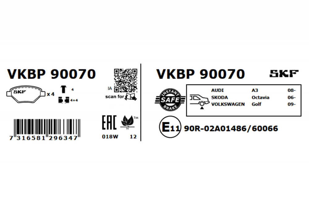 Set placute frana spate SKF VKBP90070 [3]