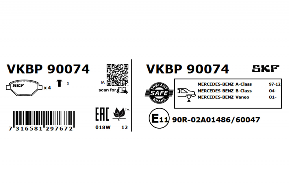 Set placute frana spate SKF VKBP90074 [7]