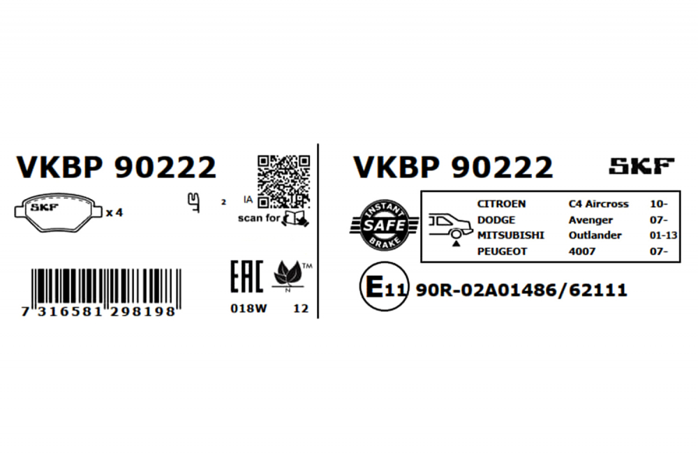 Set placute frana spate SKF VKBP90222 [1]