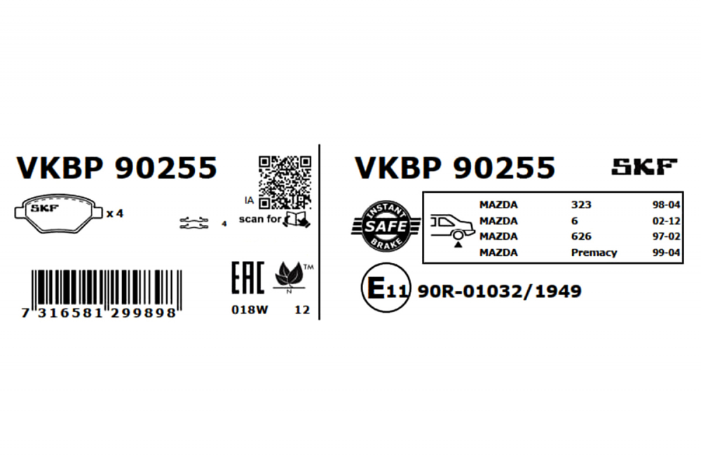 Set placute frana spate SKF VKBP90255 [3]