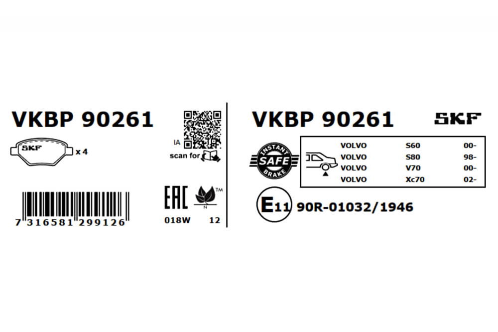 Set placute frana spate SKF VKBP90261 [1]