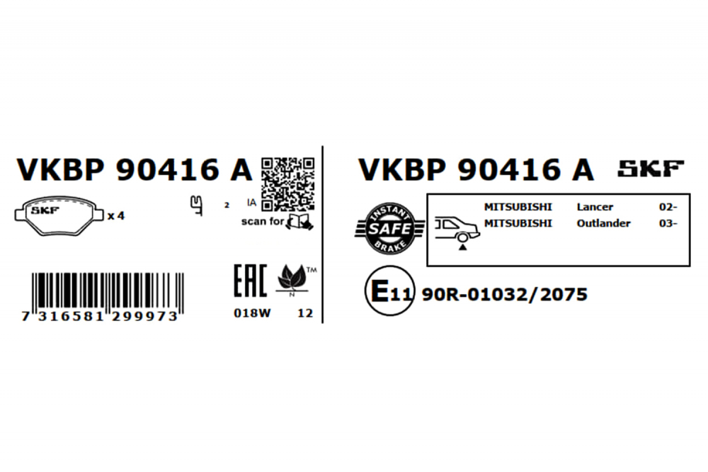 Set placute frana spate SKF VKBP90416A [1]