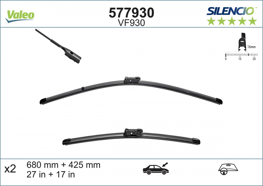 SET STERGATOARE PARBRIZ 680/425 MM [10]