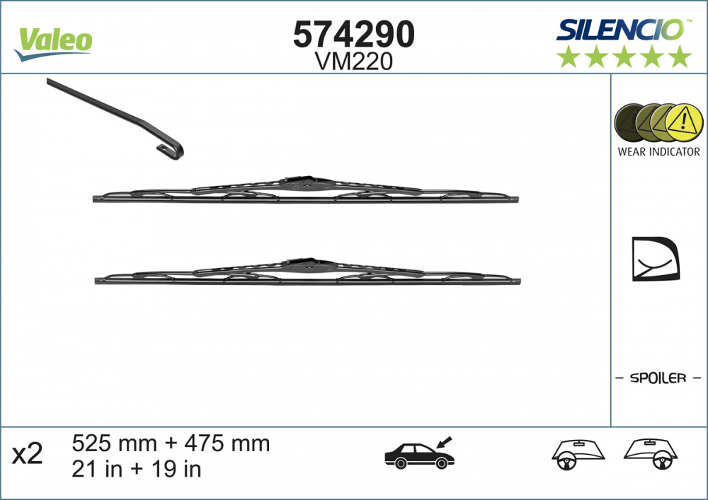 SET STERGATOARE VALEO SILENCIO PERF. 525/475 MM [4]