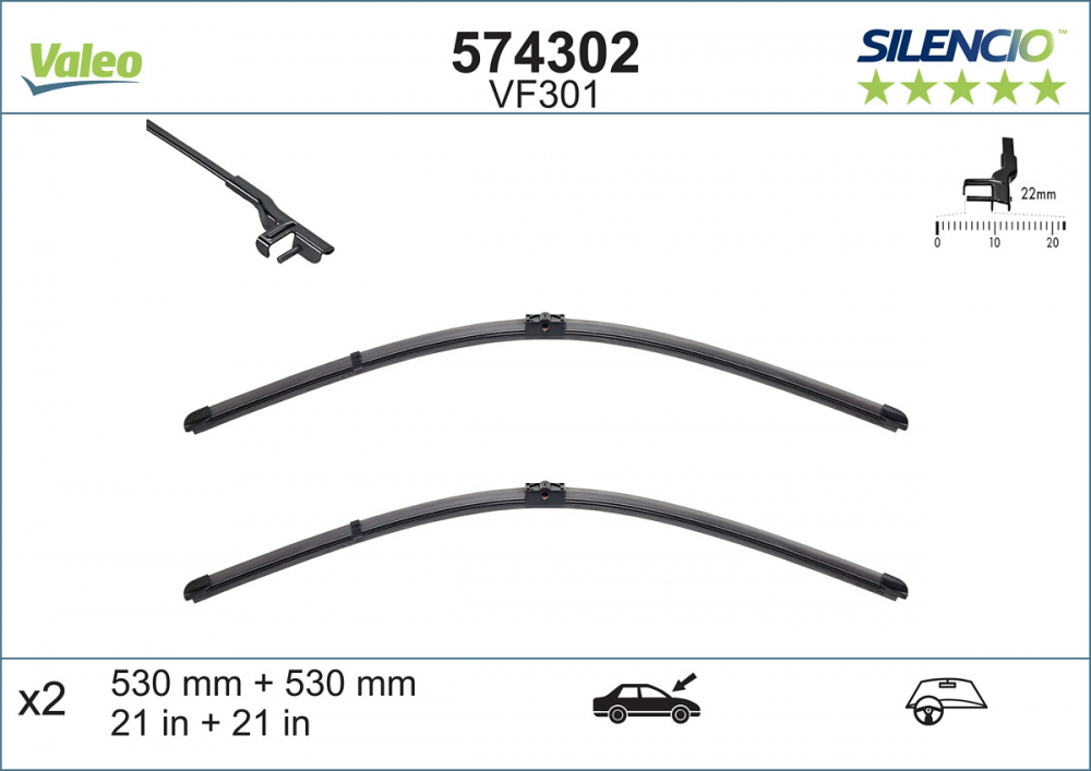SET STERGATOARE VALEO SILENCIO X.TRM 530/530 MM VF301 [2]