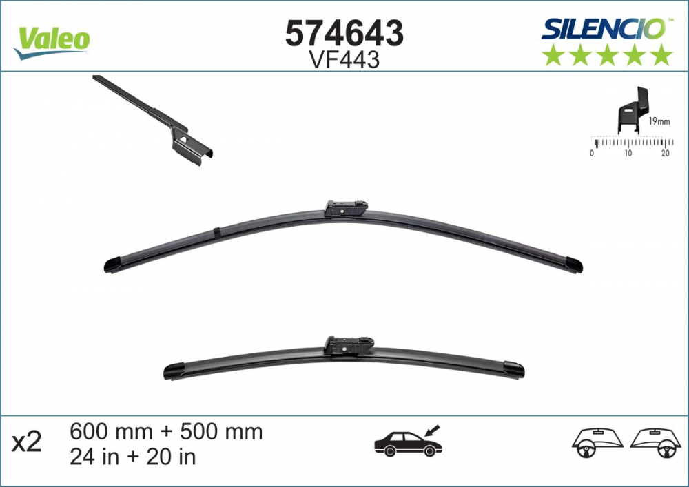 SET STERGATOARE VALEO SILENCIO X.TRM 600/500 MM VF443 [4]