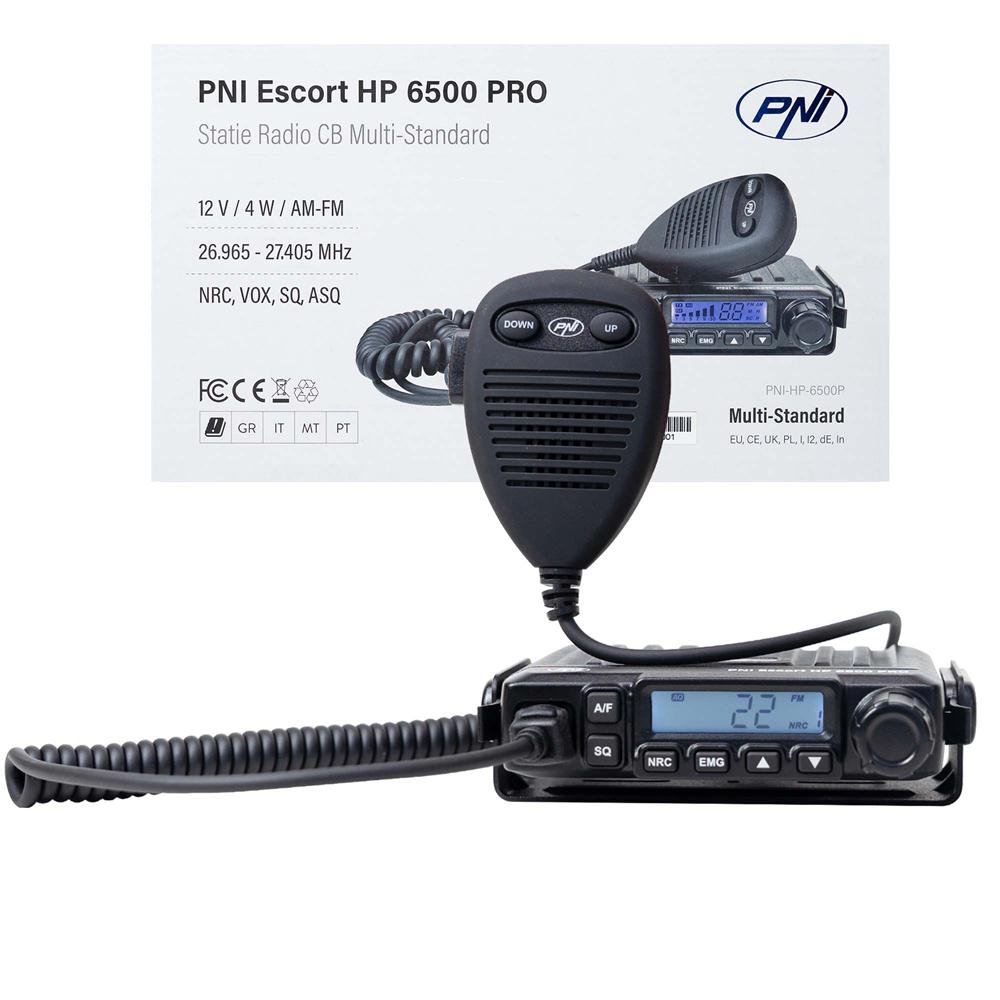 STATIE RADIO CB PNI ESCORT HP 6500 PRO, MULTI-STANDARD, VOX, NRC, 4W, AM-FM, 12V, SQ, ASQ, MUFA DE BRICHETA INCLUSA [2]