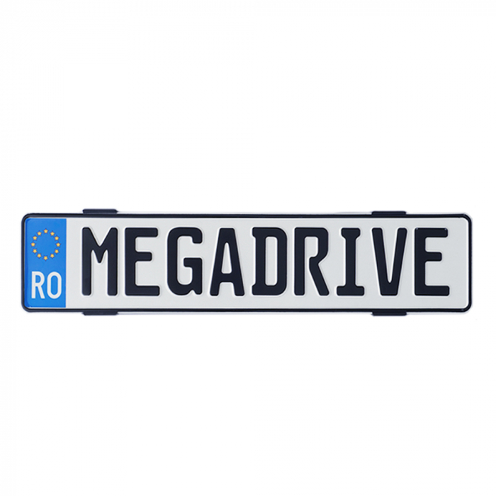 Suport Numar Inmatriculare Mega Drive Fara Rame Set 4 Buc (Fata + Spate) Negru [2]