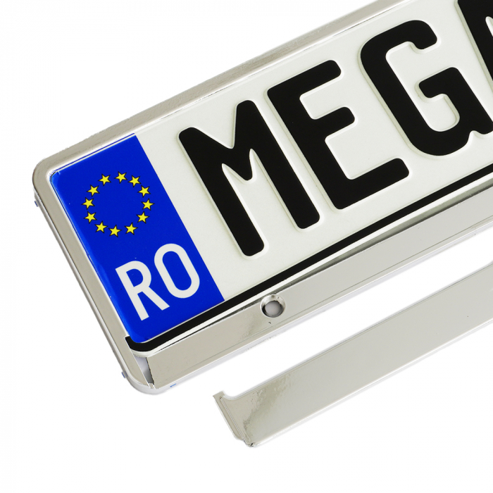 Suport Numar Inmatriculare Mega Drive Metalizat Silver 1 Buc [5]