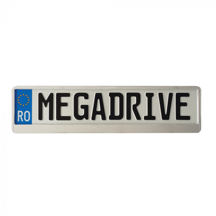 Suport Numar Inmatriculare Mega Drive Metalizat Silver 1 Buc [2]