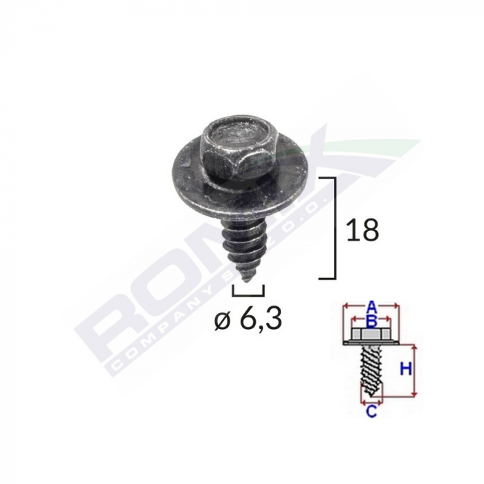 Surub Cu Cap Hexagonal Cu Diametru 6.2 Mm Set 10 Buc [2]