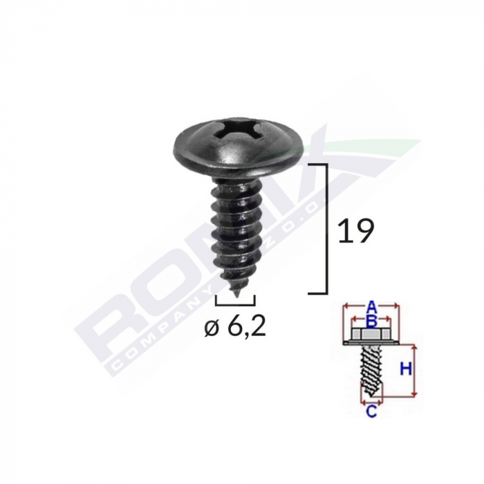 Surub Cu Cap Incrucisat Diametru 6.2Mm Lungime 19Mm Set 10 Buc [2]