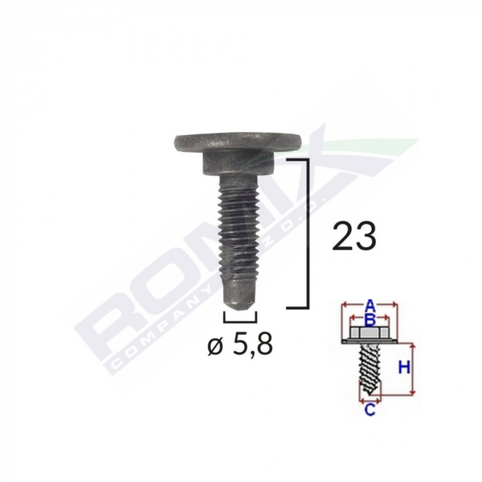 SURUB FIXARE ALFA ROMEO/FIAT/CITROEN 5.8X23MM - NEGRU SET 5 BUC [1]