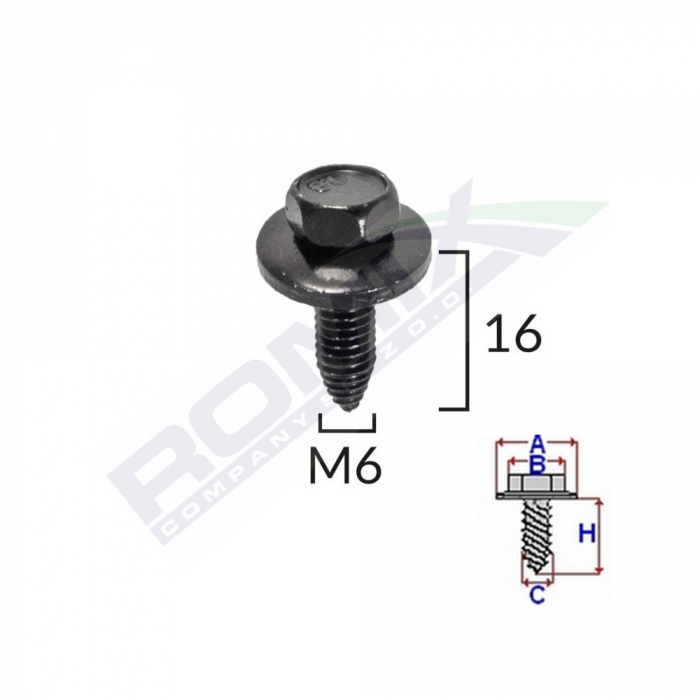 Surub Fixare Bara Protectie Pentru Peugeot, Citroen 6X16Mm Set 5 Buc [2]