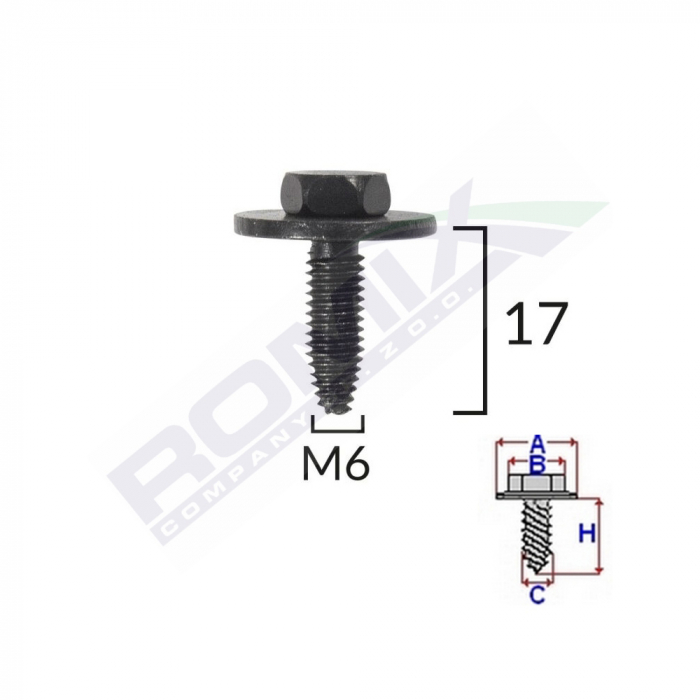 Surub Fixare Elemente Exterior Pentru Peugeot, Citroen 6X17Mm Set 5 Buc [2]