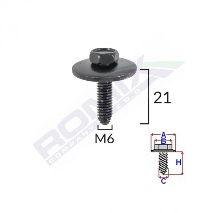 Surub Fixare Elemente Exterior Pentru Renault 6X21Mm Set 5 Buc [2]
