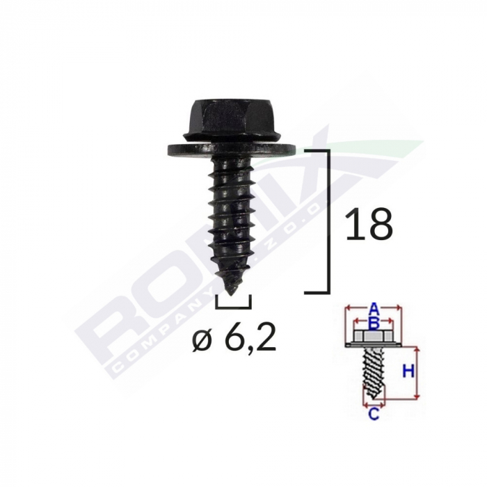 Surub Fixare Elemente Exterior Pentru Toyota 6.2X18Mm Set 10 Buc [2]