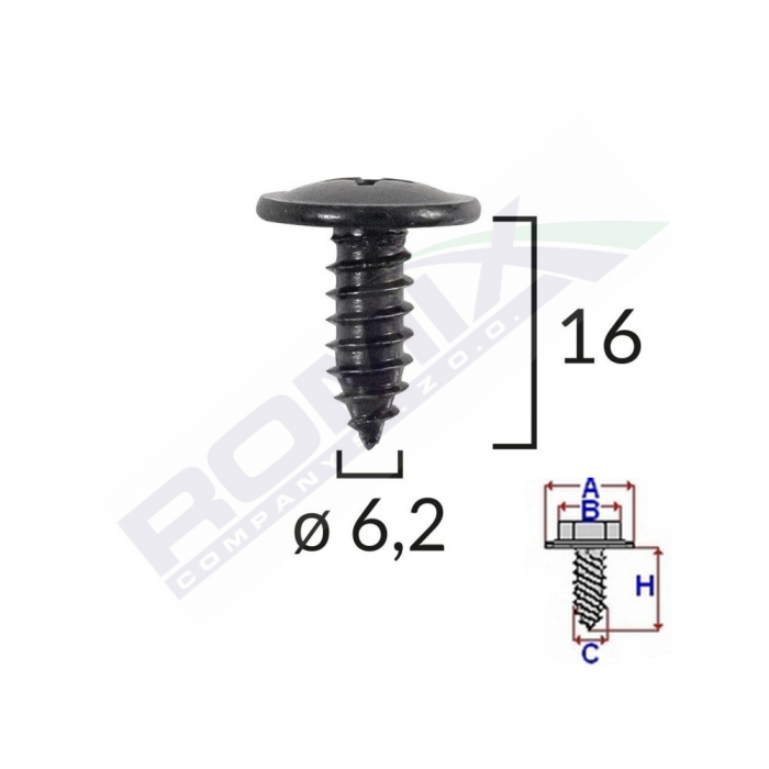 Surub Fixare Elemente Exterior Pentru Toyota, Kia, Hyundai 6.2X16Mm Set 10 Buc [2]