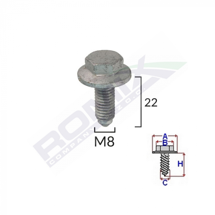 Surub Fixare Elemente Motor Pentru Grup Vag 8X22Mm Set 5 Buc [2]