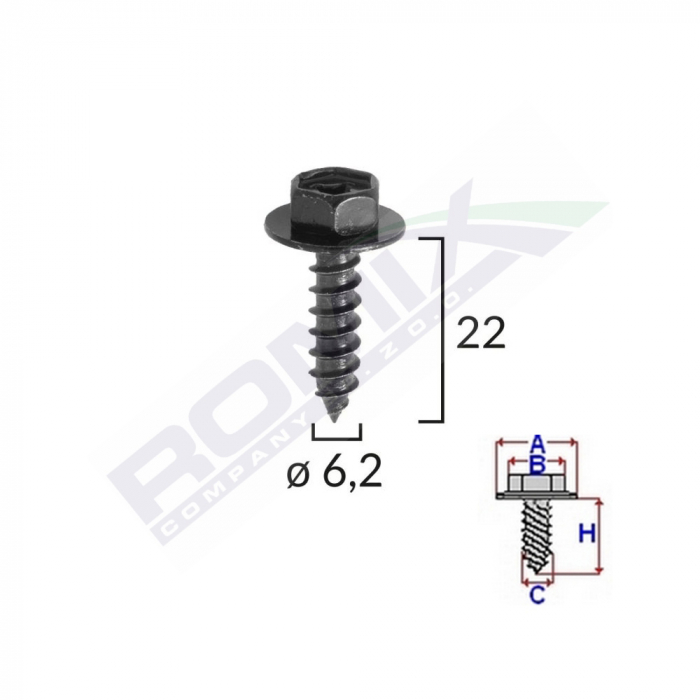 Surub Fixare Elemente Motor Pentru Toyota 6.2X22Mm Set 10 Buc [2]