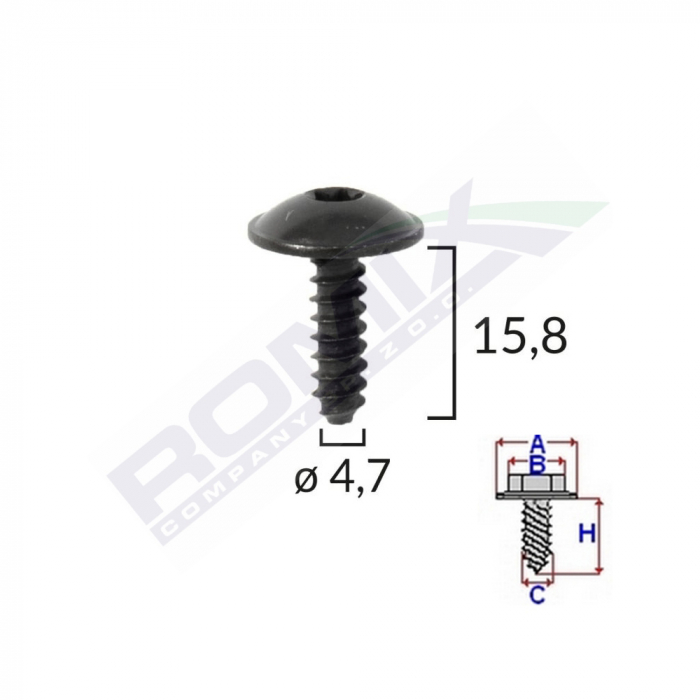 Surub Fixare Elemente Roata Pentru Vag 4.7X15.8Mm - Negru Set 10 Buc [2]